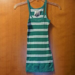 Abercrombie & Fitch Green and White Striped Top